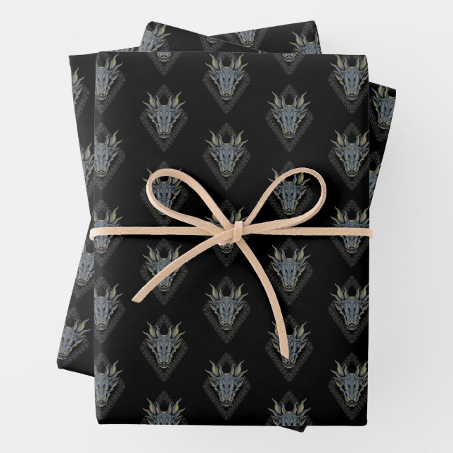 HOUSE OF THE DRAGON | Balerion Skull Diamond Wrapping Paper Sheet (In situ)