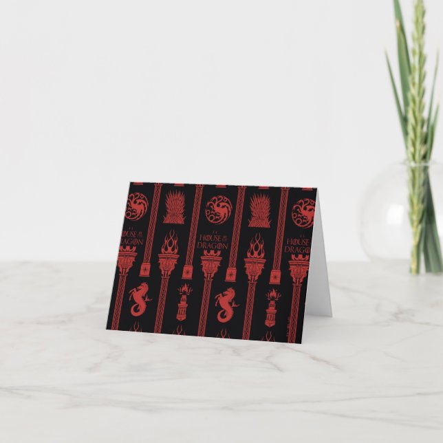 House of the Dragon Crest Pattern Note Card (Front)