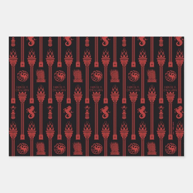 House of the Dragon Crest Pattern Wrapping Paper Sheet (Front)