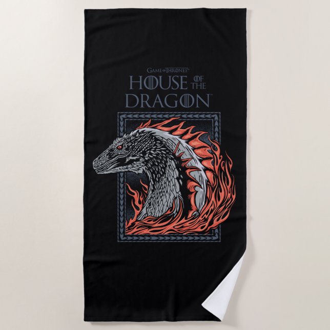 HOUSE OF THE DRAGON | Dragon Profile in Flames Beach Towel (Front)
