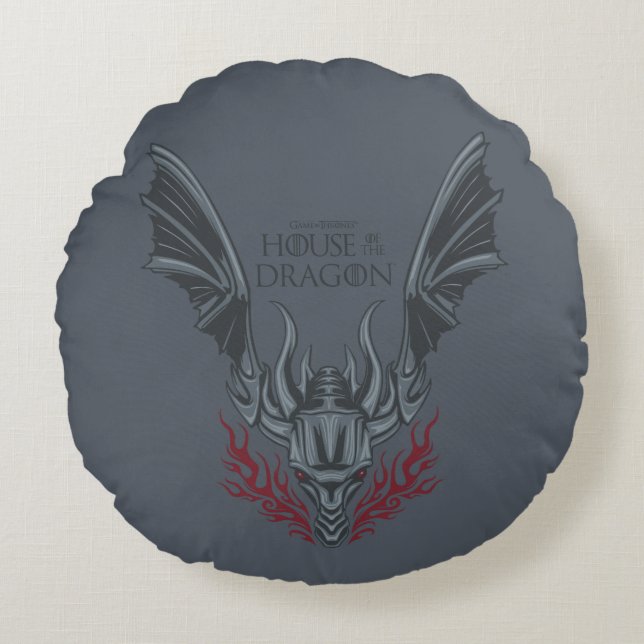 HOUSE OF THE DRAGON | Fire-Breathing Dragon Head Round Cushion (Front)