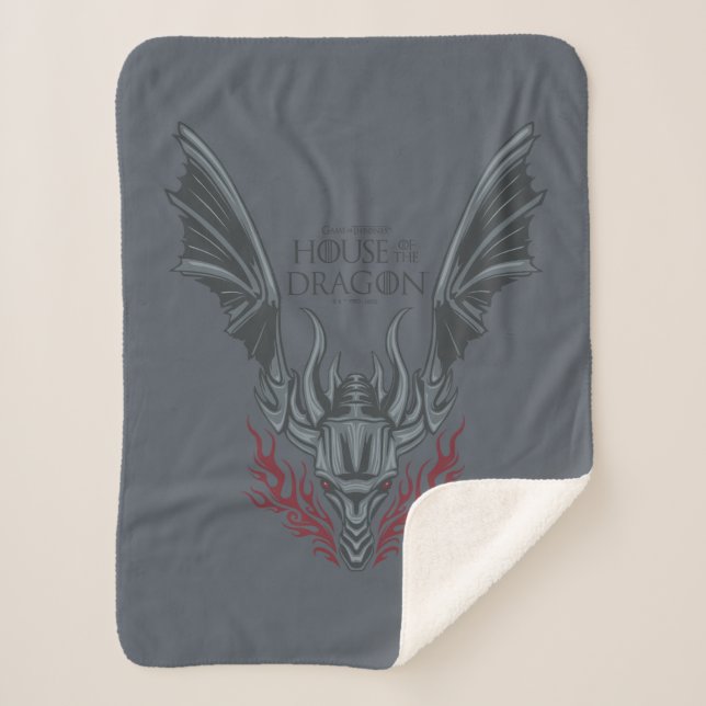 HOUSE OF THE DRAGON | Fire-Breathing Dragon Head Sherpa Blanket (Front)