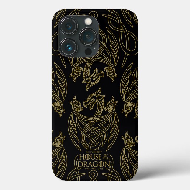 HOUSE OF THE DRAGON | Gold Filigree Dragon Pattern Case-Mate iPhone Case (Back)
