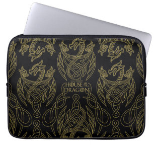 HOUSE OF THE DRAGON Gold Filigree Dragon Pattern Laptop Sleeve
