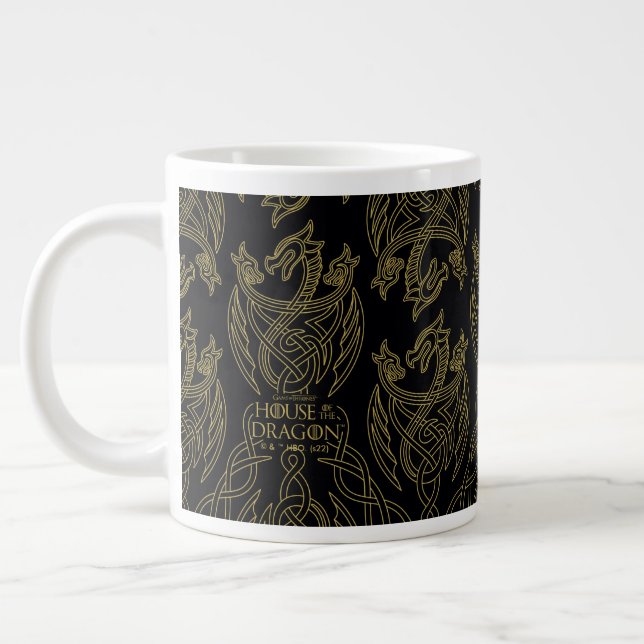 HOUSE OF THE DRAGON | Gold Filigree Dragon Pattern Large Coffee Mug (Left)