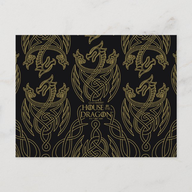 HOUSE OF THE DRAGON | Gold Filigree Dragon Pattern Postcard (Front)