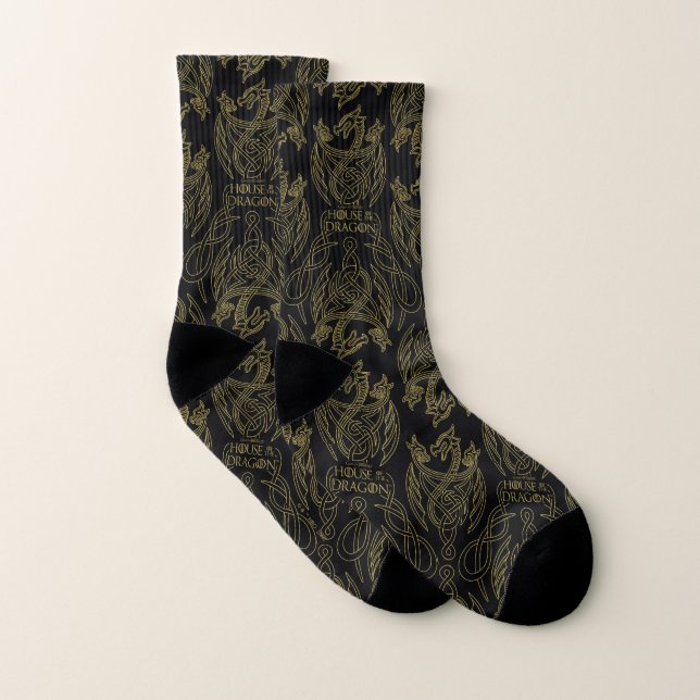 HOUSE OF THE DRAGON | Gold Filigree Dragon Pattern Socks (Pair)