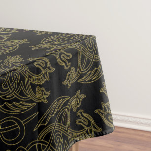 HOUSE OF THE DRAGON   Gold Filigree Dragon Pattern Tablecloth