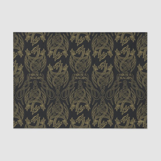 HOUSE OF THE DRAGON | Gold Filigree Dragon Pattern Tissue Paper (Front)
