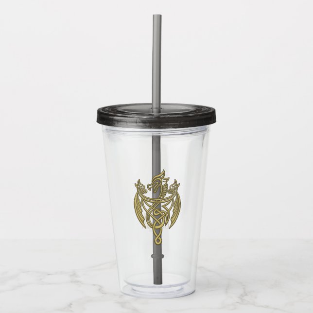 HOUSE OF THE DRAGON | Golden Filigree Dragon Crest Acrylic Tumbler (Front)