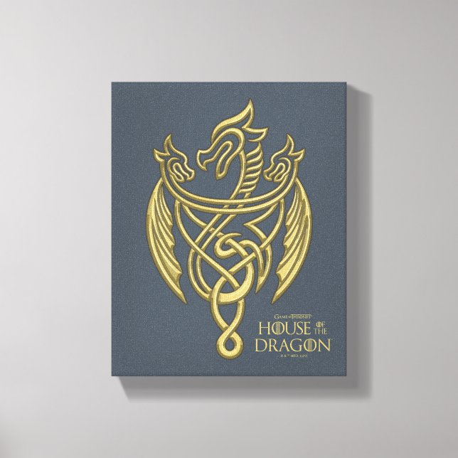 HOUSE OF THE DRAGON | Golden Filigree Dragon Crest Canvas Print (Front)
