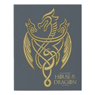 HOUSE OF THE DRAGON   Golden Filigree Dragon Crest Faux Canvas Print