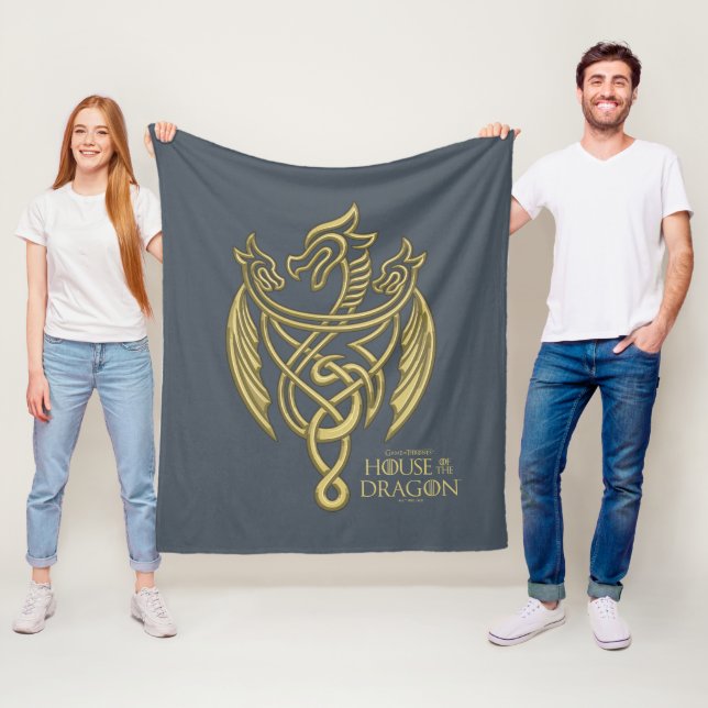 HOUSE OF THE DRAGON | Golden Filigree Dragon Crest Fleece Blanket (In Situ)