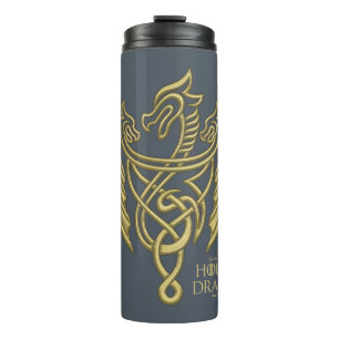 HOUSE OF THE DRAGON   Golden Filigree Dragon Crest Thermal Tumbler