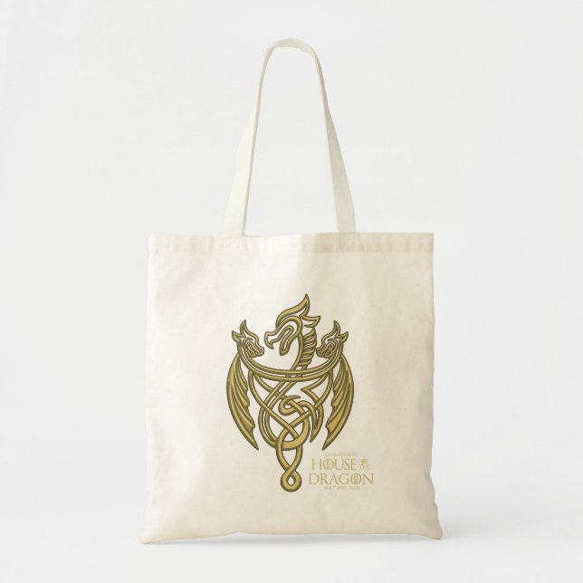 HOUSE OF THE DRAGON | Golden Filigree Dragon Crest Tote Bag (Front)