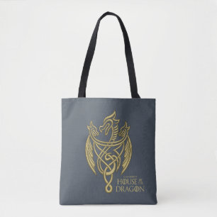 HOUSE OF THE DRAGON   Golden Filigree Dragon Crest Tote Bag