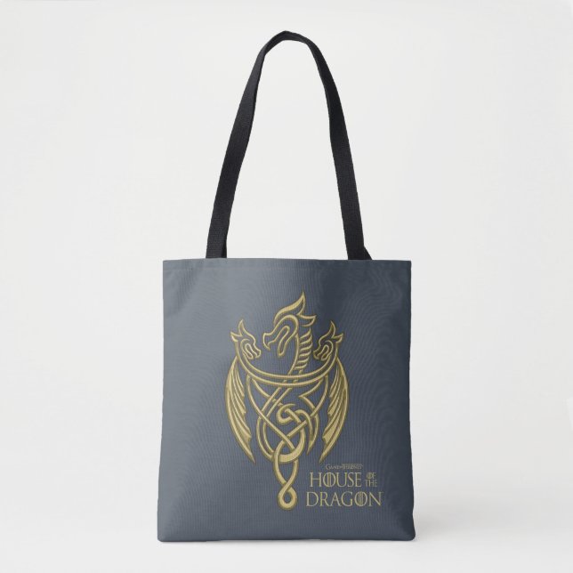 HOUSE OF THE DRAGON | Golden Filigree Dragon Crest Tote Bag (Front)
