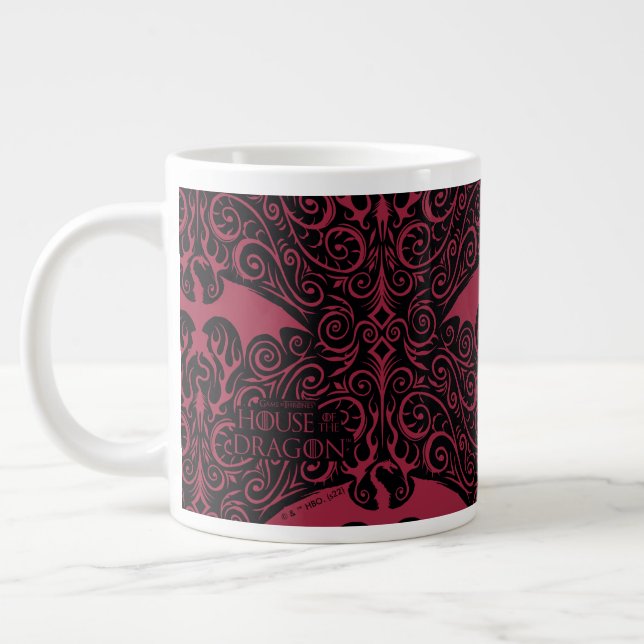 HOUSE OF THE DRAGON | Red Dragon Filigree Pattern Large Coffee Mug (Left)