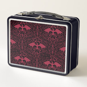 HOUSE OF THE DRAGON   Red Dragon Filigree Pattern Metal Lunch Box