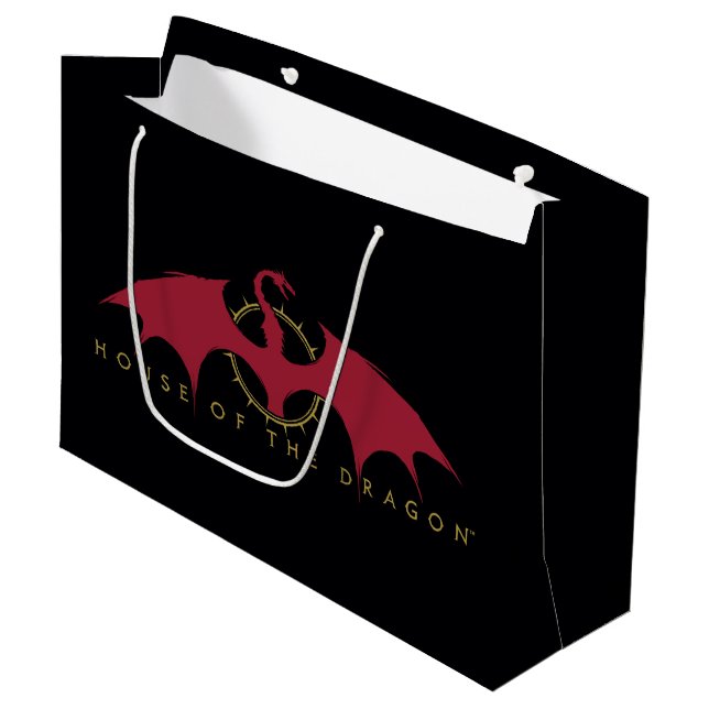 HOUSE OF THE DRAGON | Red Dragon Graphic Large Gift Bag (Front Angled)