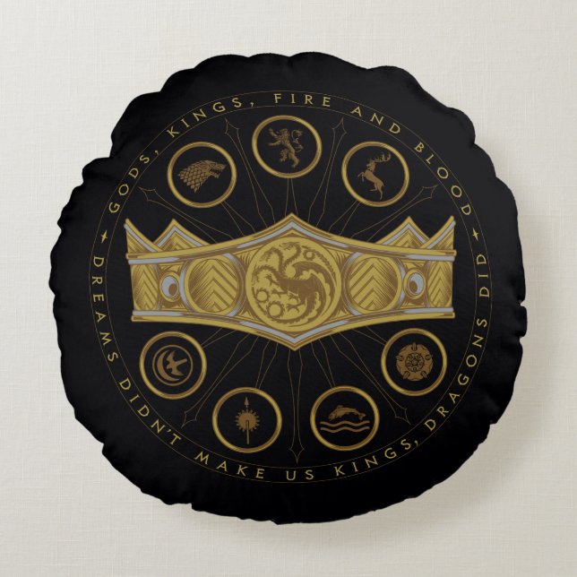 HOUSE OF THE DRAGON | Seven Kingdoms Crown Graphic Round Cushion (Front)