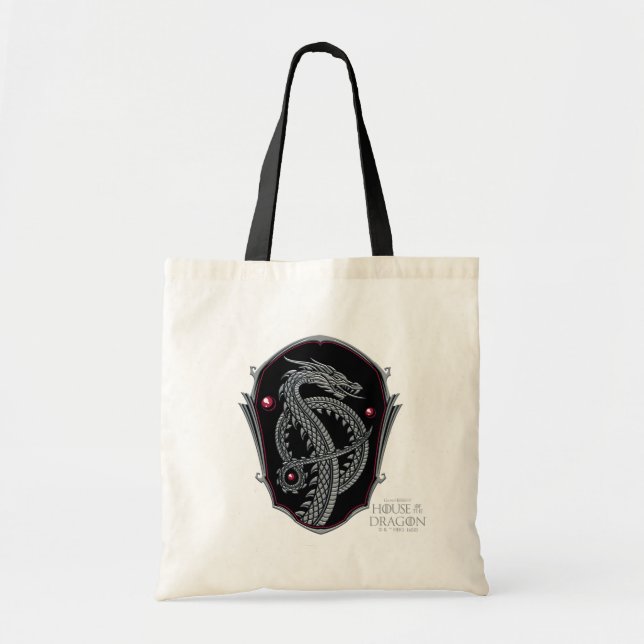 HOUSE OF THE DRAGON | Silver Dragon Crest Tote Bag (Front)