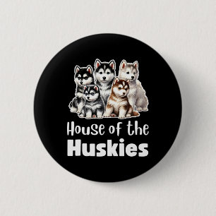House Of The Huskies Cute Watercolor Puppy Huskies 6 Cm Round Badge