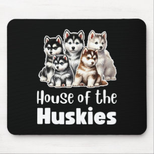 House Of The Huskies Cute Watercolor Puppy Huskies Mouse Mat