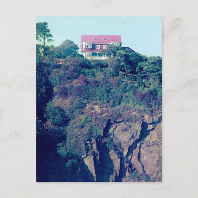 House on a Cliff, Tenby, Wales, UK Postcard (Front)