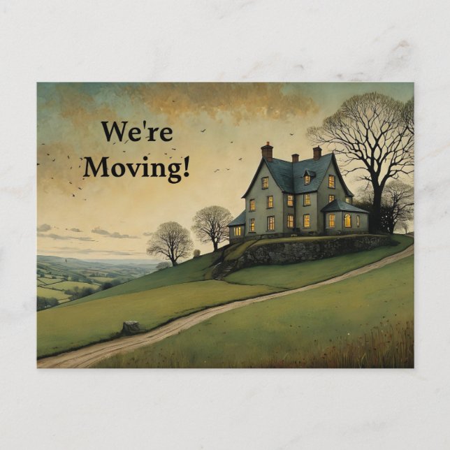 HOUSE ON A HILL CHANGE OF ADDRESS POSTCARD (Front)