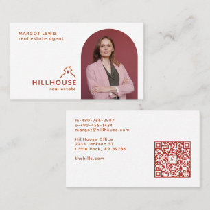 House On A Hill QR Code and Photo Real Estate Business Card