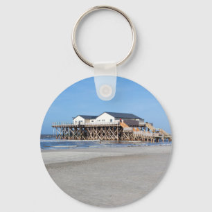 House on stilts at the beach of St. Peter Ording Key Ring
