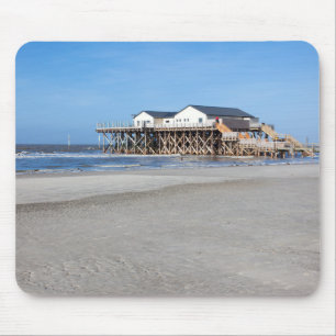 House on stilts at the beach of St. Peter Ording Mouse Mat