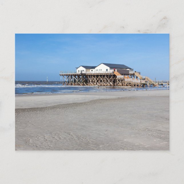 House on stilts at the beach of St. Peter Ording Postcard (Front)