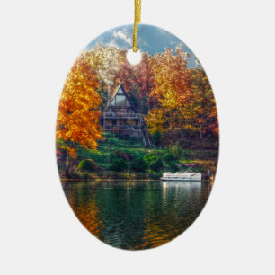 House on the Lake Ceramic Ornament