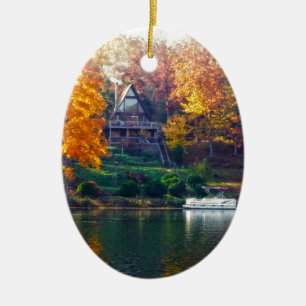House on the Lake Ceramic Tree Decoration