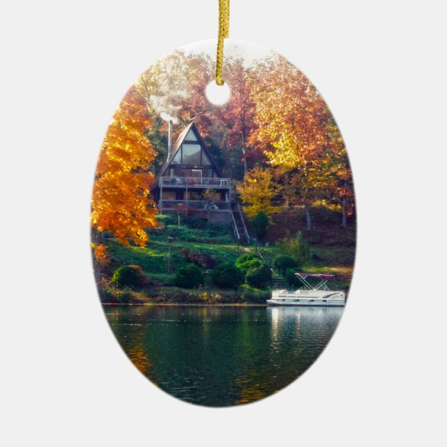 House on the Lake Ceramic Tree Decoration (Front)