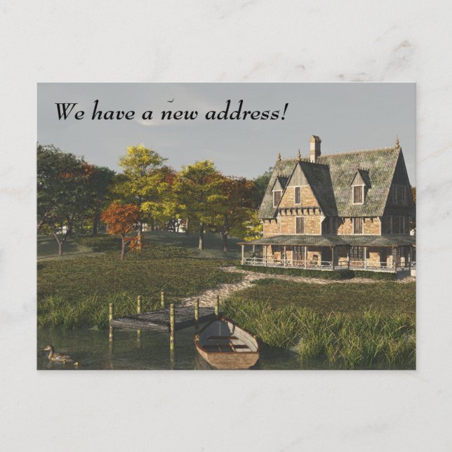House on the Lake - New Address Postcard (Front)