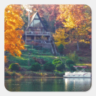 House on the Lake Square Sticker