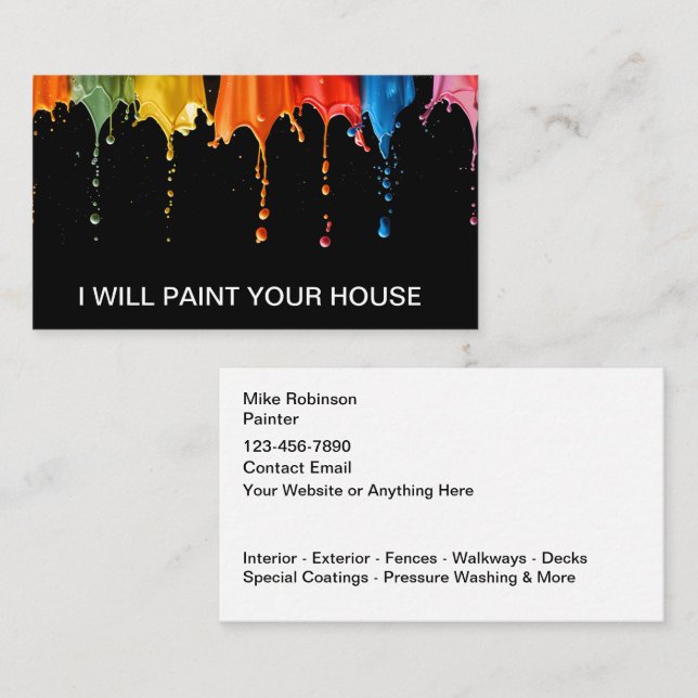 House Painter Colourful Unique Business Cards (Front/Back)