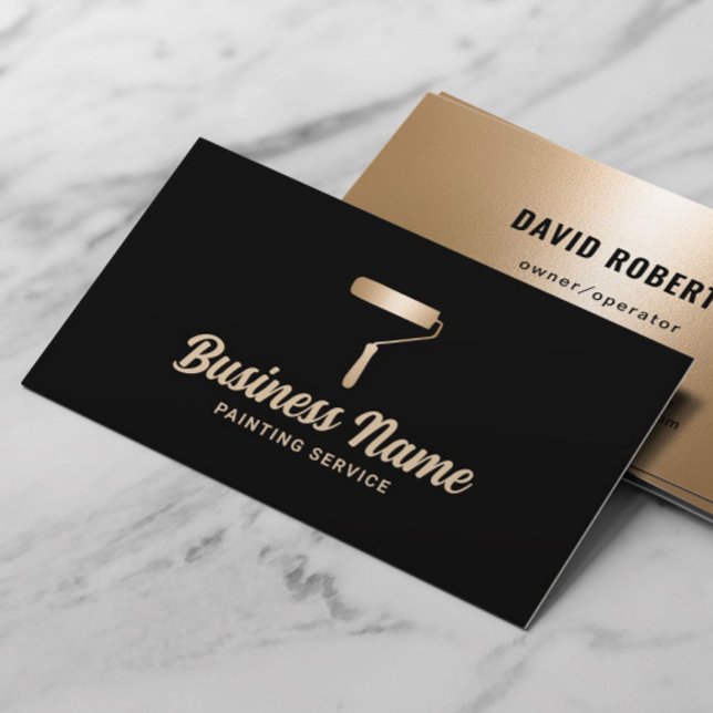 House Painter Modern Black & Gold Painting Service Business Card (Creator Uploaded)