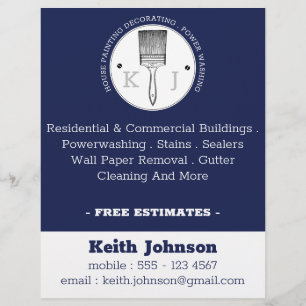 House Painter Power Washing Contractor Dark Blue F Flyer