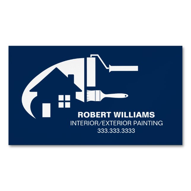 House Painter Professional Blue Magnetic Business Card (Front)