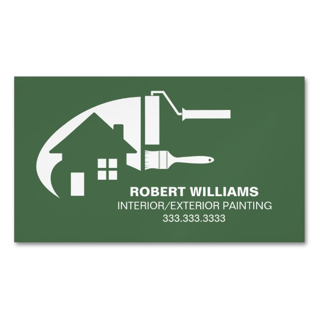 House Painter Professional Green Magnetic Business Card (Front)