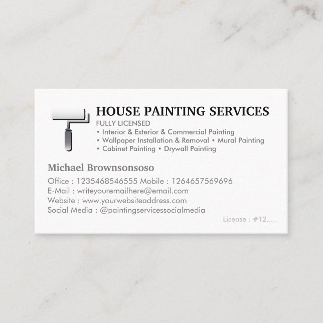 House Painter Service Paint Sprayer Roll Simple Business Card (Front)