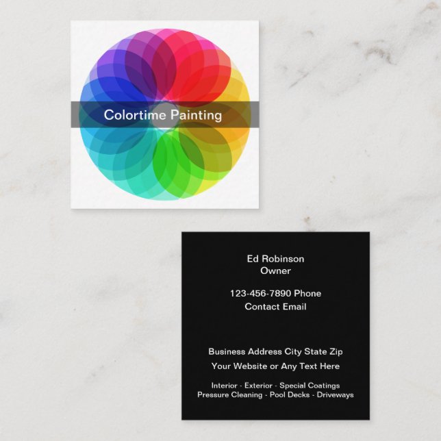 House Painting Colourful Bold Design Square Business Card (Front/Back)