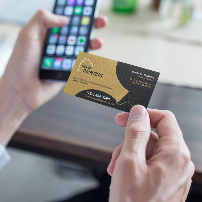 House Painting Company Black | Gold Business Card (Creator Uploaded)