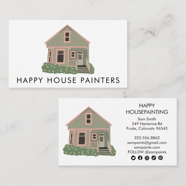 House Painting Handyman Construction Social Icons Business Card (Front/Back)