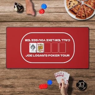 House Party Texas Hold'em Red White Poker Table Desk Mat
