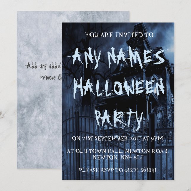 House Personalised Halloween Party Invitations (Front/Back)